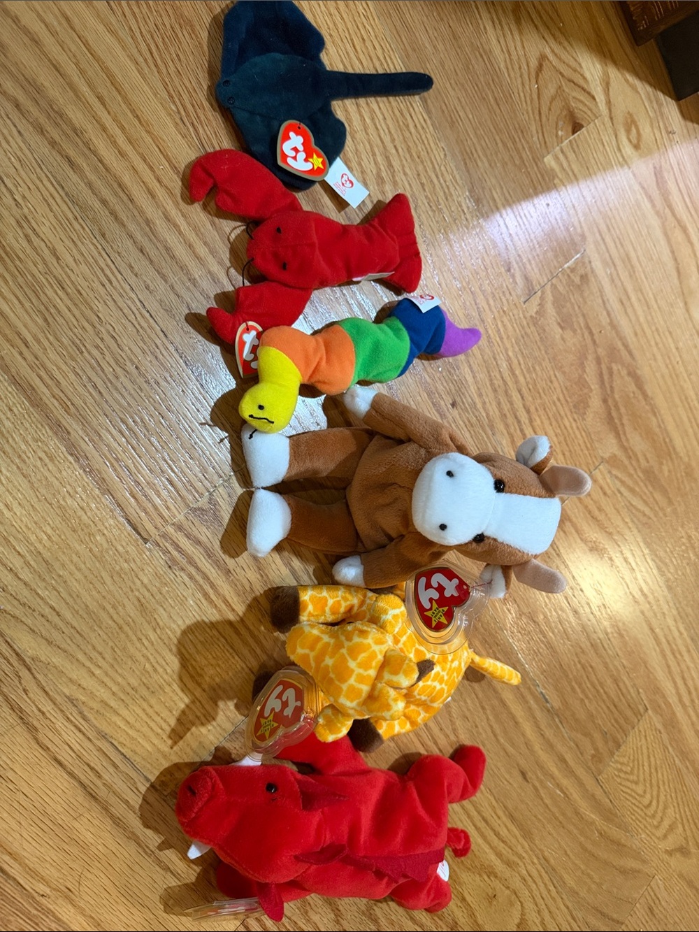 Vintage TY Beanie Babies Lot of 6 – Grunt, Twigs, Bessie + Teenie Beanies